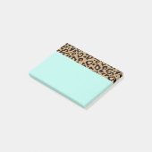 Retro Turquoise Kantoor Leopard Print Post It Note (Schuin)