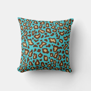 Retro Turquoise Leopard Print Sierkussen Decor