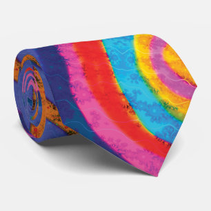 Retro Turquoise Paarse Roze Gele Strepen Patroon Stropdas