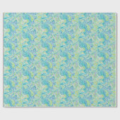 Retro Turquoise Paisley Patroon Cadeaupapier (Vlak)