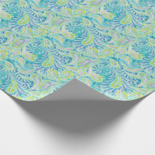 Retro Turquoise Paisley Patroon Cadeaupapier