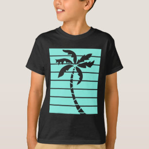Retro Turquoise Palmboom Zomerstranden L T-shirt