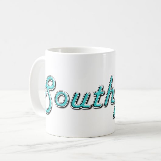 Retro Turquoise Southpaw Koffiemok (Voorkant links)