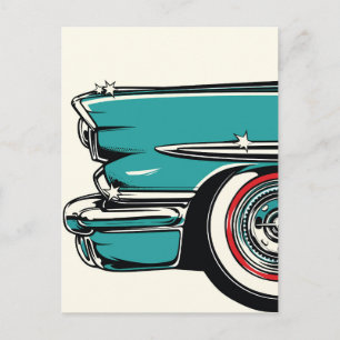 Retro Turquoise Sportauto Front Pop Art Illustrati Briefkaart