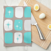 Retro Turquoise Starbursts Kitchen Towel Theedoek (Quarter Fold)