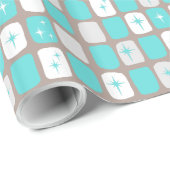 Retro Turquoise Starbursts Wrapping Paper Cadeaupapier (Rol Hoek)
