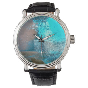 Retro Turquoise verf en roest Abstract Horloge