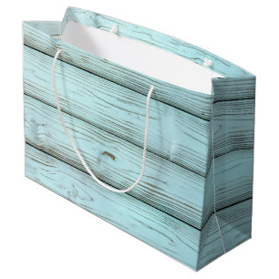Retro turquoise verf op rustiek hout groot cadeauzakje