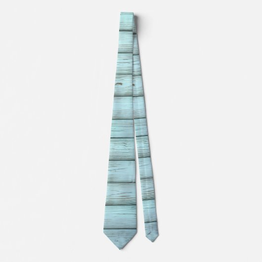 Retro turquoise verf op rustiek hout stropdas (Voorkant)
