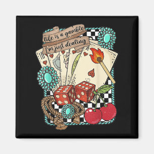 Retro Turquoise Westers Wilde Westen Cowboy Cowgir Magneet