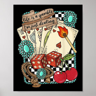 Retro Turquoise Westers Wilde Westen Cowboy Cowgir Poster