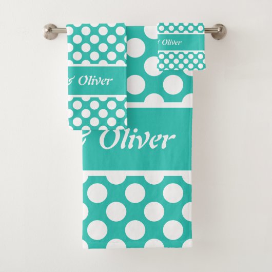 Retro Turquoise & White Polka Dot (En situation)