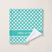 Retro Turquoise & White Polka Dot (Gant de toilette)