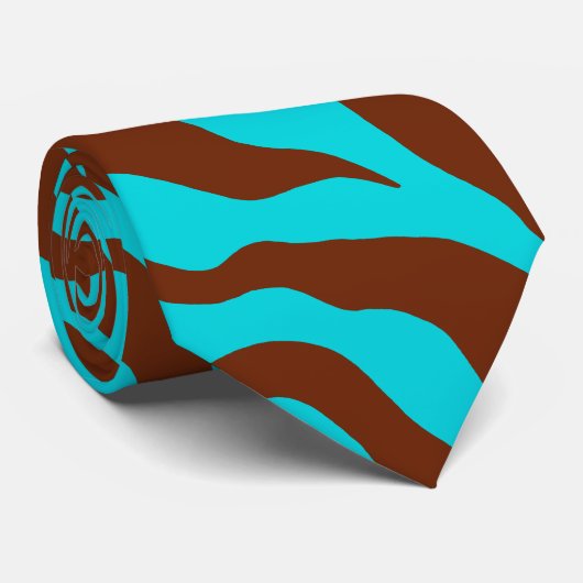 Retro Turquoise Zebra Print Stropdas (Opgerold)
