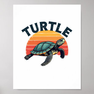 Retro Turtle T-shirt Poster