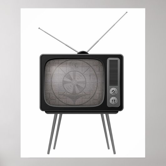  Retro TV Antiek Black en White Television Poster (Voorkant)
