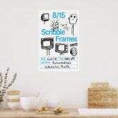 Retro TV Doodle-kunstprint krabbel frames poster (Keuken)