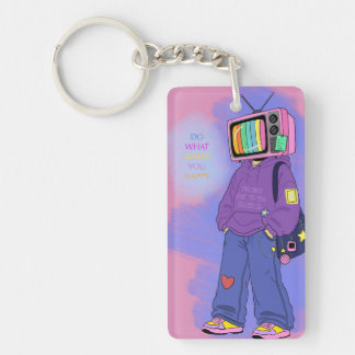 Retro tv dopamine sleutelhanger