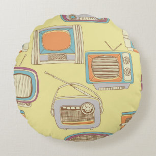 retro tv en radio. naadloos patroon rond kussen