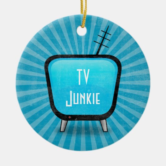 Retro TV Junkie Keramisch Ornament (Voorkant)