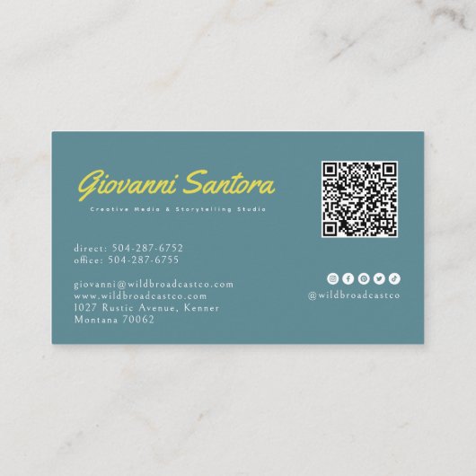 Retro TV Meadow | Carte de visite QR créatif (Dos)