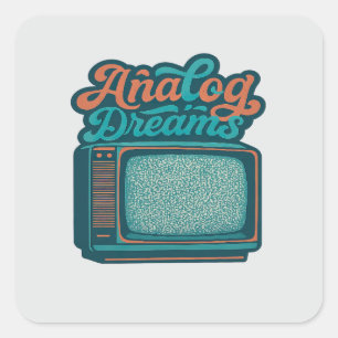 📺Retro TV Oude Kunst – "Analoge Dromen" Grafisch Vierkante Sticker