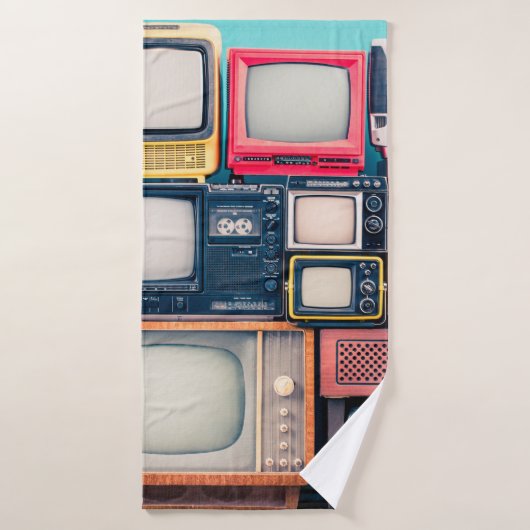 Retro TV receivers set from circa 60s, 70s and 80s (Serviette de bain)