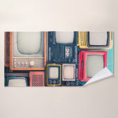Retro TV receivers set from circa 60s, 70s and 80s (Serviette de bain)