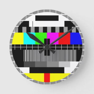 Retro TV Televisie-testscherm wandklok Ronde Klok