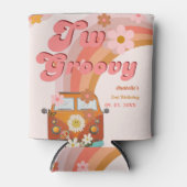 Retro twee Groovy Daisy Flower Verjaardagsfeestje Blikjeskoeler (Voorkant)