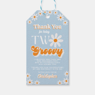 Retro Twee Groovy Jongens 2e Verjaardag Cadeaulabel