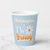 Retro Twee Groovy Jongens 2e Verjaardag Papieren Bekers (Voorkant)
