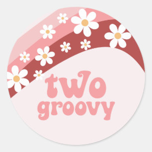 Retro Twee Groovy madeliefje boho bloem 2de verjaa Ronde Sticker