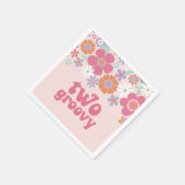 Retro Twee Groovy Roze Bloemen Servet (Hoek)