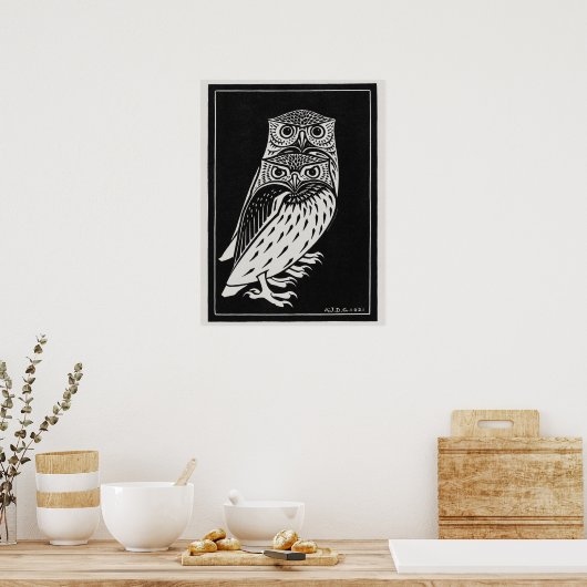  Retro Twee Uilen Julie de Graag Poster (Keuken)