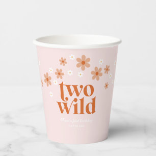 Retro twee wilde daisy boho tweede verjaardag papieren bekers