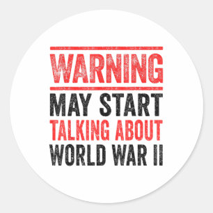 Retro Tweede Wereldoorlog Shirt WW2 Shirt Geschied Ronde Sticker