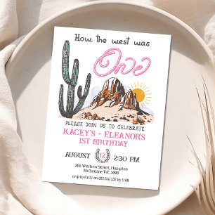 Retro Twin Girls Hoe het Westen was een 1e verjaar Kaart