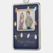 Retro Twinkle Lights Verzilverd Kader Ornament (Links)