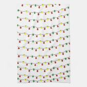 Retro Twinkles kleurrijke kerstlichten Theedoek (Verticaal)