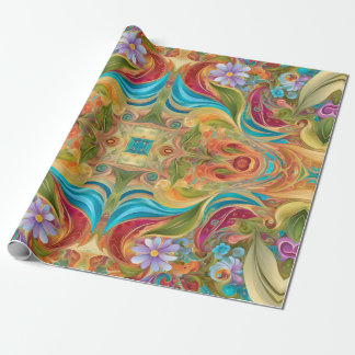 Retro Twisted Swirled Organic Hippy Cadeaupapier
