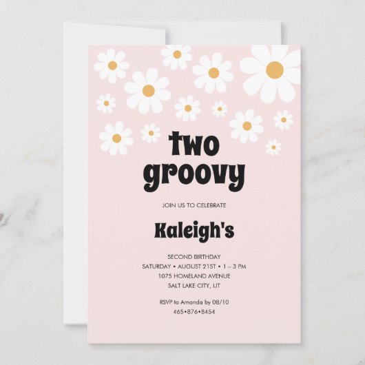 Retro Two Groovy 70's Style Birthday Kaart (Voorkant)
