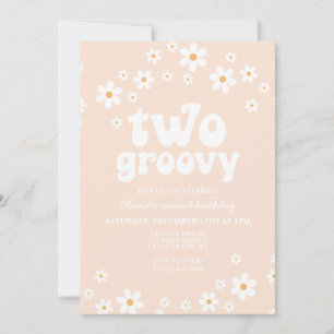 Retro Two Groovy daisy boho florale tweede verjaar Kaart