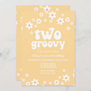 Retro Two Groovy daisy boho florale tweede verjaar Kaart