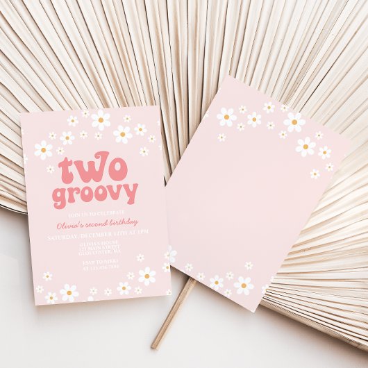 Retro Two Groovy daisy boho florale tweede verjaar Kaart