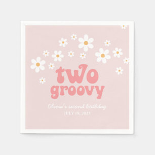 Retro Two Groovy daisy boho florale tweede verjaar Servet