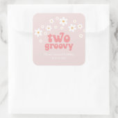 Retro Two Groovy daisy boho florale tweede verjaar Vierkante Sticker (Tas)