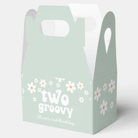 Retro two Groovy Daisy Favor Box Bedankdoosjes (Geopend)