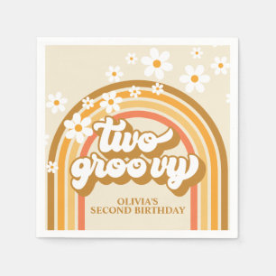 Retro Two GroovY Rainbow Brown Oranje Birthday Servet