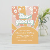 Retro Two Groovy Sunshine daisy boho floral Kaart (Staand voorkant)